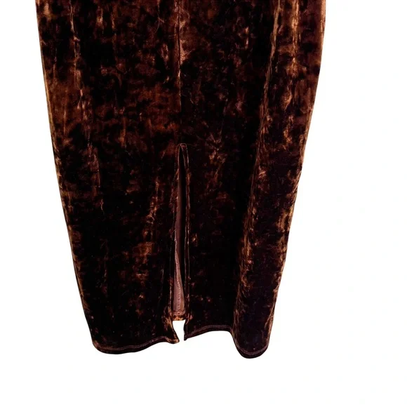 WeWoreWhat x Revolve Crushed Velvet Midi Slip Bodycon Dress Brown Size M - Picture 7 of 14